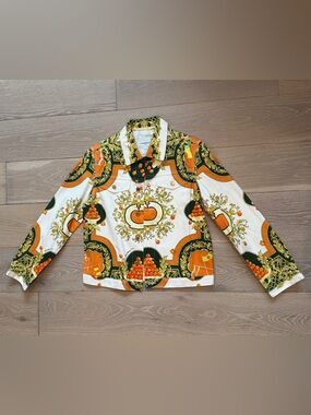 100% Authentic Casablanca Les Orange Printed Jean Jacket